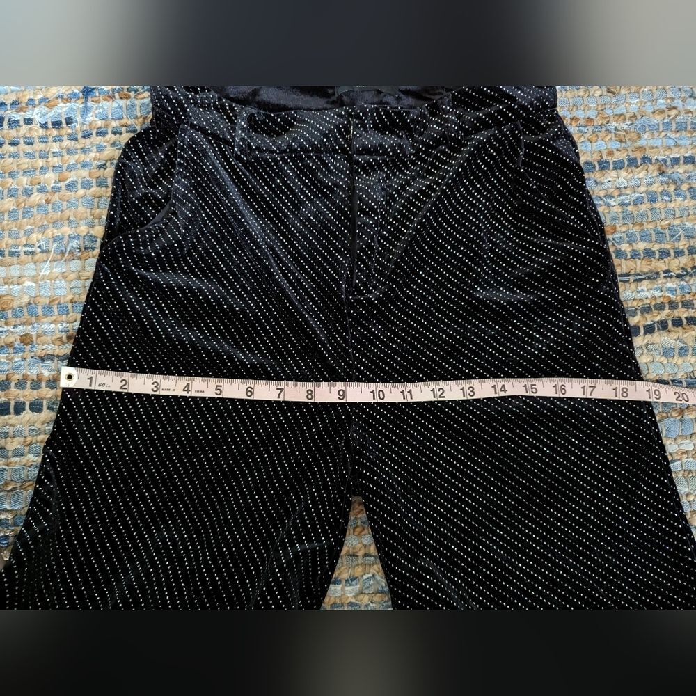 Wide Leg M Metallic Glitter Silver Pinstripes Fun Cluttercore Mcbling Y2K - Picture 8 of 12
